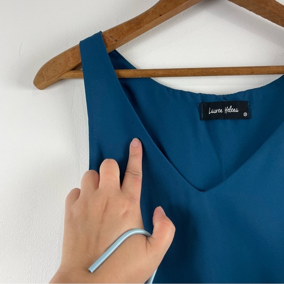 Lauren Helena Teal Drape Tank Blouse Size XS - Picture 3 of 5